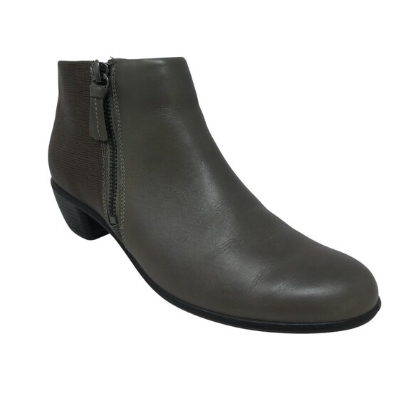 Ecco Touch 35 Gray Taupe Leather Ankle Boots Booties Womens 8 - Picture 1 of 13